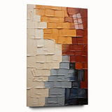 Abstract strokes wall art displayed in a side view, featuring vibrant colors of blue, pink, and gold on acrylic glass, perfect for modern home decor.