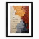 Abstract strokes wall art framed in black with a white mat, showcasing vibrant colors and dynamic patterns, perfect for modern home decor.