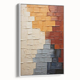 Framed abstract strokes wall art in a contemporary white frame, showcasing vibrant colors and dynamic lines, perfect for modern home décor or office space enhancement.