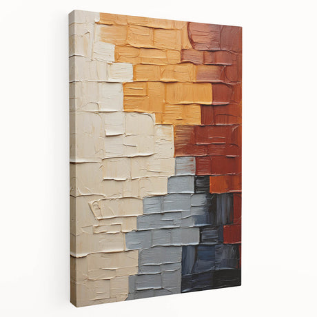 Abstract strokes wall art in vibrant colors on a stretched canvas, showcasing dynamic brushwork and texture, perfect for modern home decor. Ideal for adding a pop of creativity to any room.