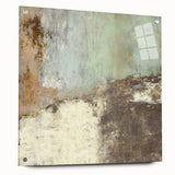 Abstract strokes wall art displayed in acrylic glass, showcasing vibrant colors and smooth textures. Side view highlights the modern design and pin mounting for easy installation. Ideal for contemporary home decor and art enthusiasts.