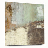 Abstract wall art design featuring colorful strokes in acrylic glass, showcasing a modern aesthetic with a sleek side view, ideal for contemporary decor.