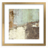 Abstract strokes wall art framed with a gold mat, showcasing a vibrant blend of colors and textures, perfect for modern home decor and artistic expression.