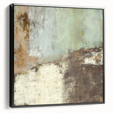 Framed abstract strokes wall art in a sleek black frame, showcasing vibrant colors and dynamic patterns, ideal for modern home decor. Side view highlights its elegant design and sturdy construction, perfect for enhancing any living space.