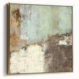 Framed canvas wall art showcasing an abstract design with silver and gold strokes, set against a neutral background, perfect for modern home decor.