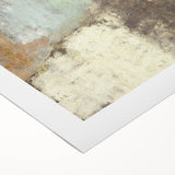 Abstract strokes wall art on rolled canvas showcasing vibrant colors of blue, pink, and gold, ideal for modern home decor, packaged securely in a tube.