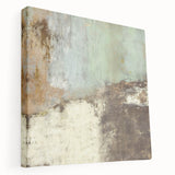 Stretched canvas wall art displaying an abstract design with colorful strokes in hues of blue, orange, and yellow. Perfect for modern home decor.