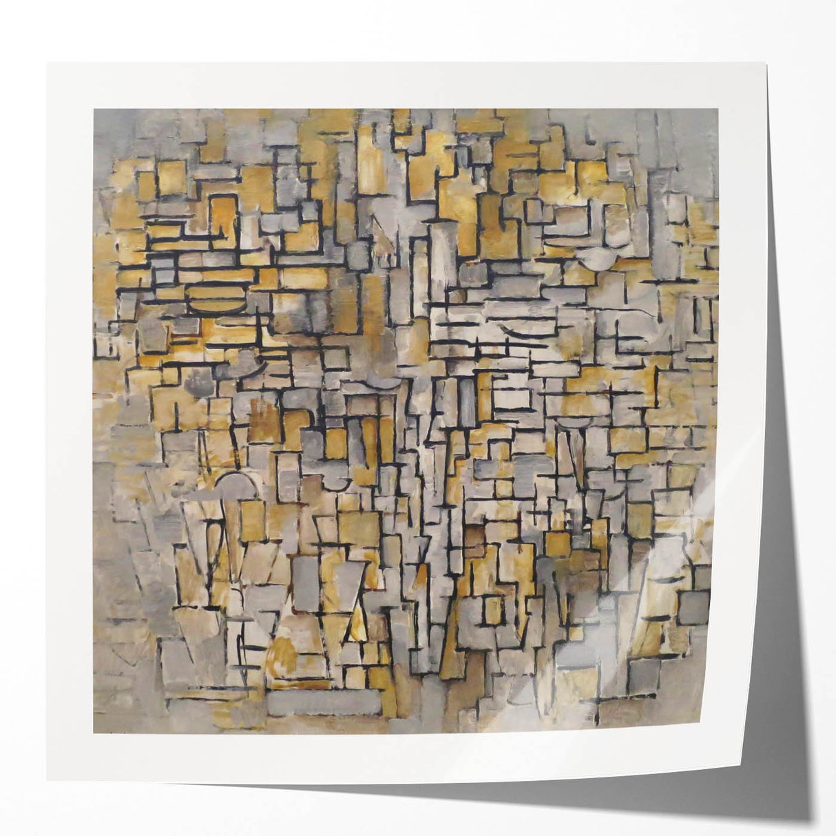 Modern Wall Art – Abstract Composition in Gold and Gray