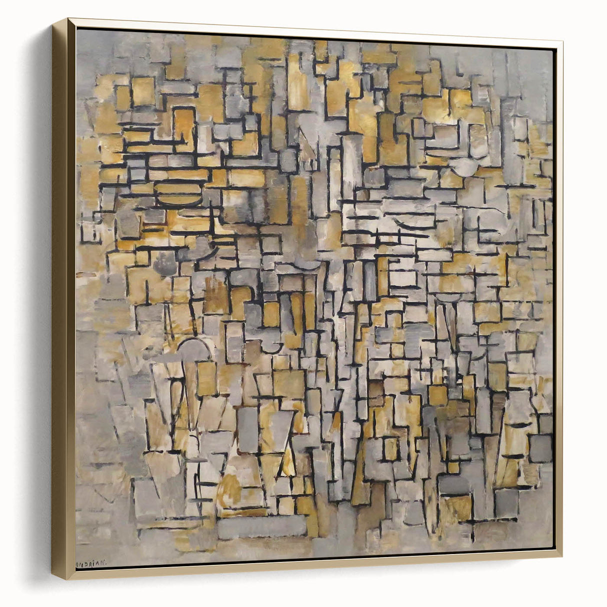 Modern Wall Art – Abstract Composition in Gold and Gray