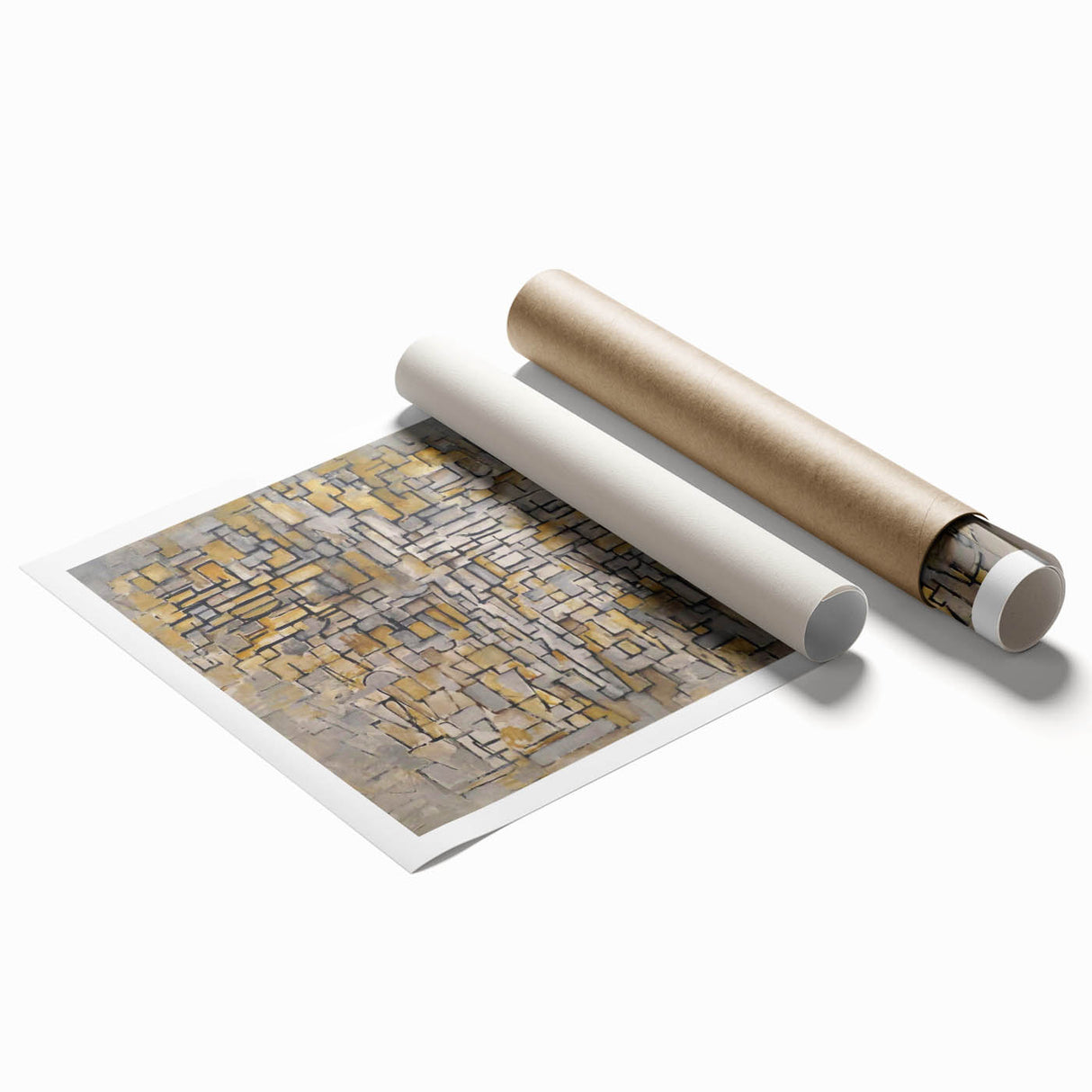Modern Wall Art – Abstract Composition in Gold and Gray