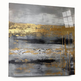 Abstract strokes wall art in acrylic glass showcasing vibrant colors and fluid designs, viewed from the side, ideal for modern home decor.