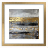 Abstract strokes wall art featuring a gold frame and mat, showcasing vibrant colors and dynamic patterns, perfect for modern home decor.