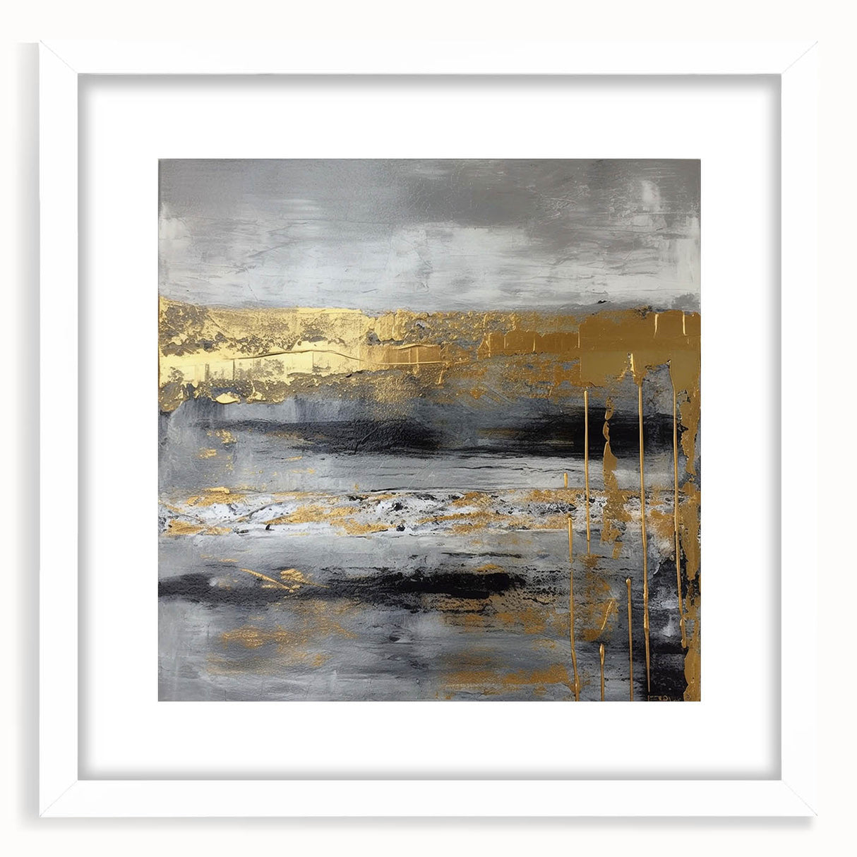 Abstract strokes wall art framed with a white mat, showcasing vibrant colors and dynamic patterns, ideal for modern home decor. Perfect for enhancing living spaces.