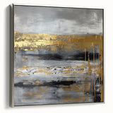 Abstract strokes wall art featuring fluid silver and gray designs on a framed canvas, showcasing a modern aesthetic ideal for contemporary home decor.