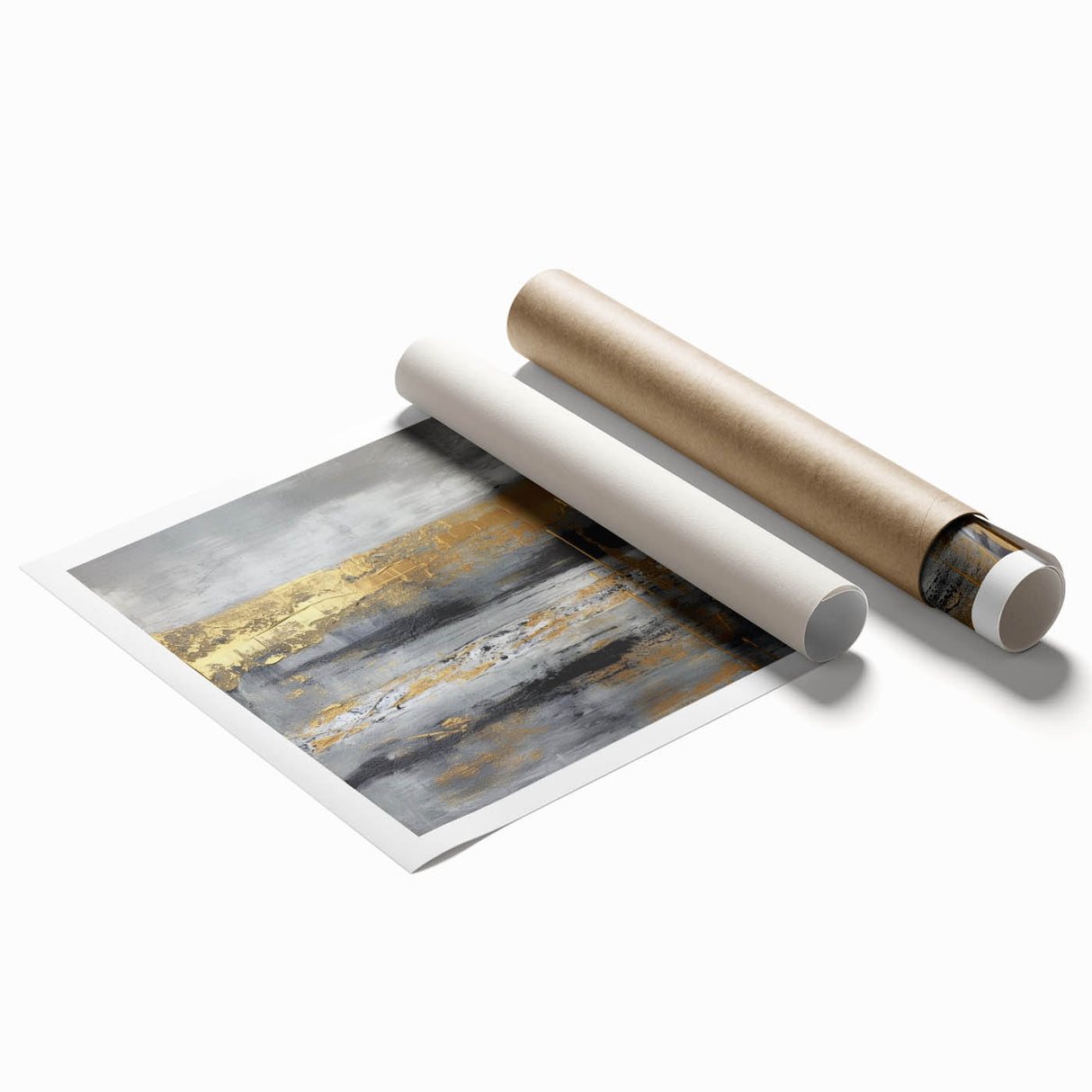 Abstract strokes wall art print in vibrant colors, showcasing fluid brushwork and modern design, rolled and ready for framing or display in contemporary decor.