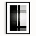 Abstract strokes wall art featuring dynamic black and white designs, framed with a mat for an elegant presentation, perfect for modern home decor.