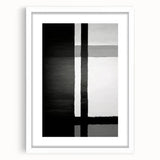 Abstract wall art featuring vibrant strokes in shades of blue and orange, framed with a white mat. This contemporary piece adds a modern touch to any interior decor.