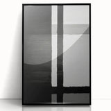 Framed abstract strokes wall art showcasing vibrant black and gold colors with a modern design, perfect for contemporary home decor. Ideal for living rooms or offices.