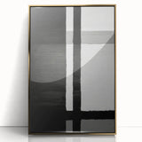 Framed abstract wall art showcasing elegant gold strokes on a white background, perfect for modern home decor. Ideal for enhancing living spaces with a touch of sophistication.