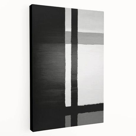 Abstract wall art featuring vibrant strokes in shades of blue, orange, and yellow on a stretched canvas, showcasing a modern artistic design ideal for contemporary decor. Perfect for adding a colorful touch to living spaces or offices.