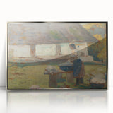 Washing Scene by Lajos Csordák - Rustic Impressionist Art
