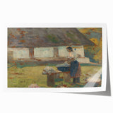 Washing Scene by Lajos Csordák - Rustic Impressionist Art