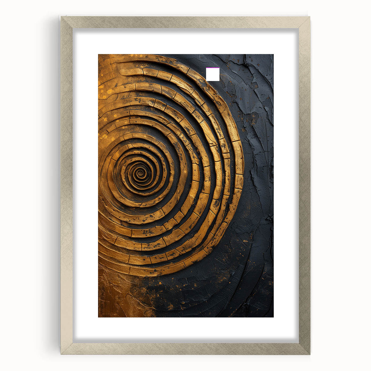Abstract wall art featuring colorful strokes in a silver frame with a mat, ideal for modern decor, enhancing any living space with vibrant creativity.