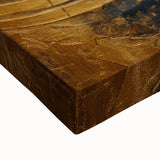 Close-up of abstract strokes wall art on stretched canvas, showcasing vibrant colors and dynamic textures, perfect for modern home decor or office spaces.