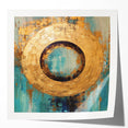 Abstract wall art featuring vibrant strokes in blue, pink, and gold, showcasing a modern design ideal for contemporary home decor. Perfect for adding a pop of color to any living space or art collection.