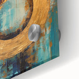 Close-up of abstract strokes wall art on acrylic glass, showcasing vibrant colors and dynamic patterns, ideal for modern home decor and artistic spaces.