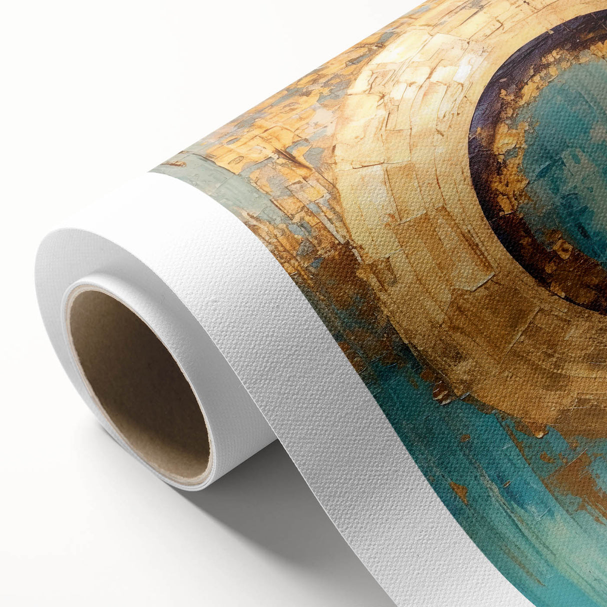 Vibrant abstract strokes wall art on rolled canvas, showcasing a dynamic blend of colors in a modern design, ideal for contemporary home decor.