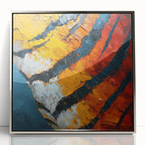 Framed acrylic artwork showcasing abstract silver strokes on a sleek background, perfect for modern decor. Ideal for enhancing contemporary living spaces.