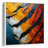 Framed abstract strokes canvas art in white, showcasing dynamic brushwork and modern design elements, ideal for contemporary home decor.