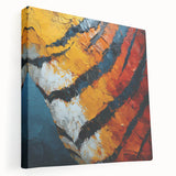 Abstract strokes canvas art featuring vibrant colors and dynamic patterns, showcasing a modern design that adds depth and style to any room's decor. The side view highlights its stretched format, perfect for contemporary interiors.