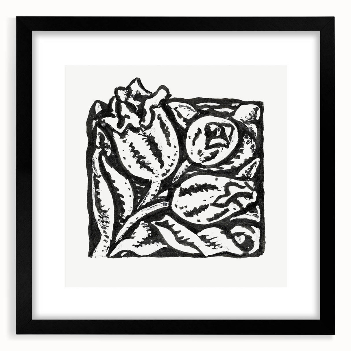 Minimalist Modern Decor – Black and White Floral Abstract Art