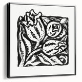 Minimalist Modern Decor – Black and White Floral Abstract Art