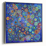 Framed abstract strokes canvas art in silver, showcasing vibrant colors and dynamic patterns. Ideal for modern home decor, highlighting artistic flair and sophistication.