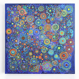Abstract strokes canvas artwork showcasing vibrant colors and dynamic patterns, ideal for modern home decor. Available in a stretched format for easy display.