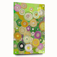 Abstract acrylic artwork showcasing vibrant strokes in bold colors, displayed from a side view with decorative pins, perfect for modern home decor.