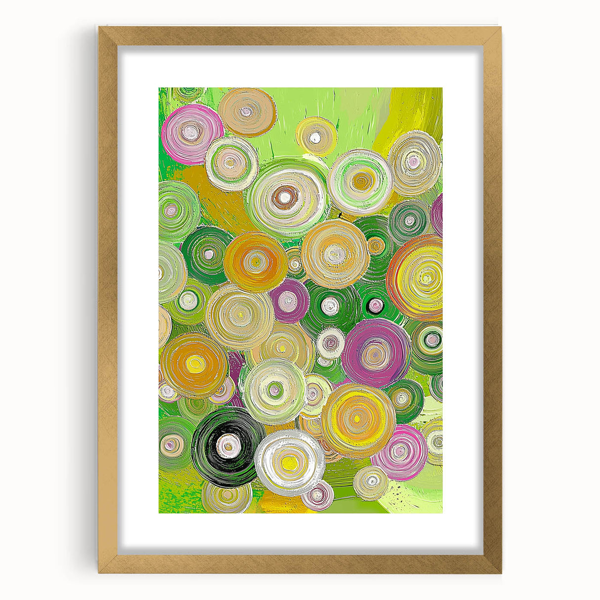 Abstract strokes frame with a gold mat showcasing a modern art design, ideal for contemporary home decor. The frame's elegant finish enhances any interior space.