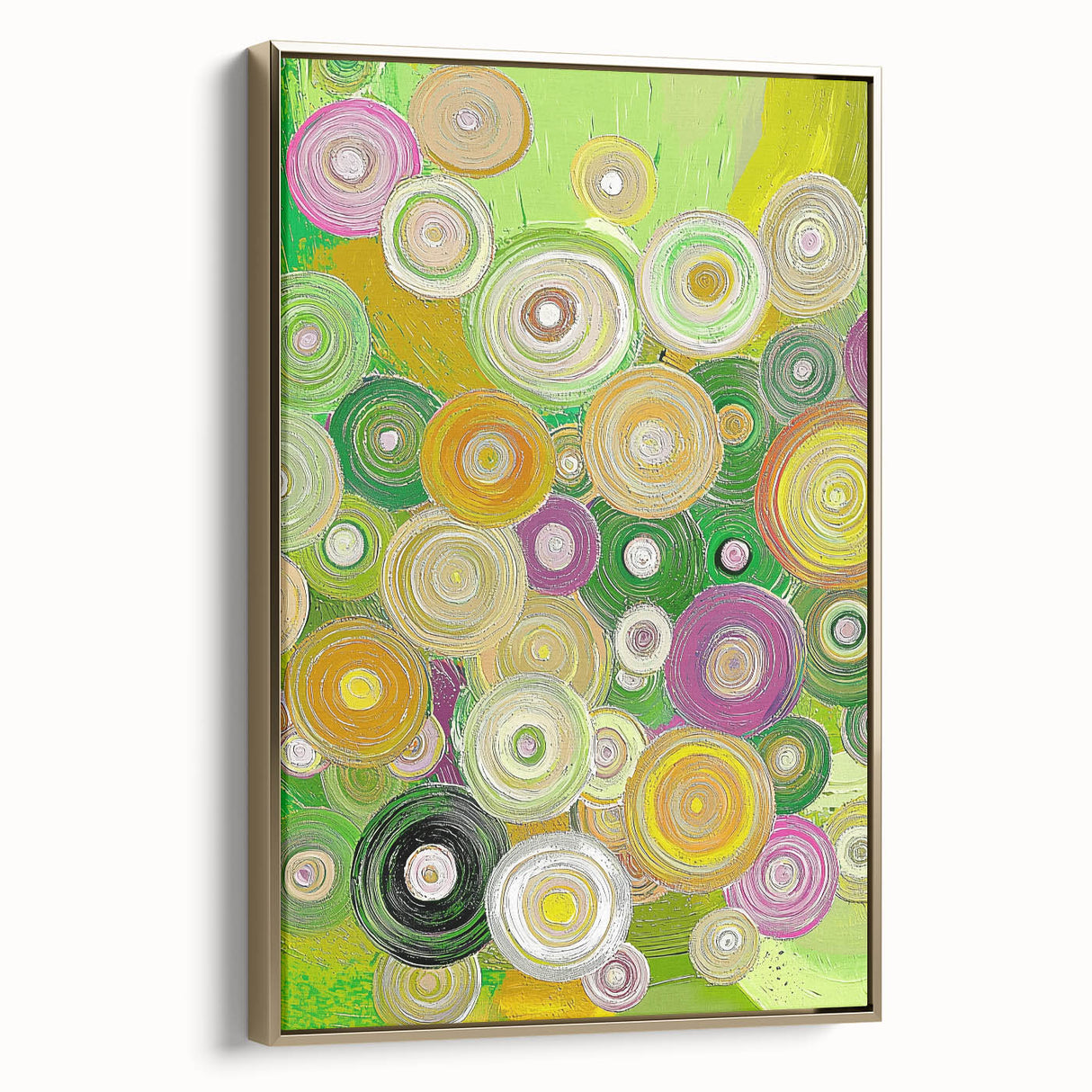 Framed canvas artwork showcasing abstract gold strokes on a textured surface, viewed from the side, perfect for modern home decor or art enthusiasts.