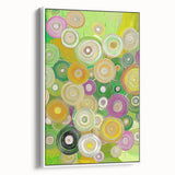 Framed abstract canvas artwork displaying dynamic strokes in varying shades of blue and white, set against a minimalist black frame, ideal for modern decor.