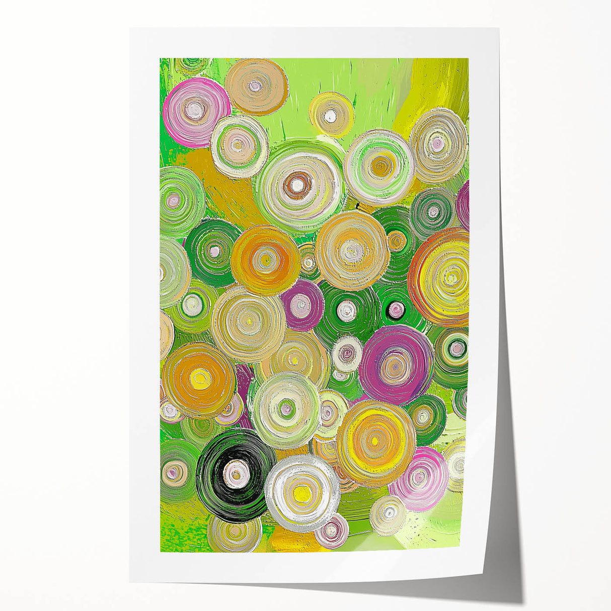 Abstract art print featuring vibrant strokes in shades of blue, orange, and yellow on a textured surface, ideal for modern home decor and artistic expression. Perfectly rolled and ready for display in a stylish living space.