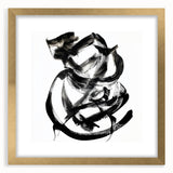 Abstract strokes frame with mat in gold, showcasing an elegant front view. Ideal for modern decor, this artwork adds a touch of sophistication to any room.