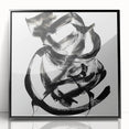 Framed acrylic artwork showcasing bold abstract strokes in black, perfect for modern decor. Ideal for adding a contemporary touch to any interior space.