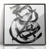 Framed acrylic artwork showcasing bold abstract strokes in black, perfect for modern decor. Ideal for adding a contemporary touch to any interior space.