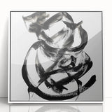 Framed acrylic artwork featuring abstract strokes in white, showcasing a modern design that enhances contemporary decor. Ideal for stylish home or office settings.