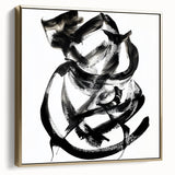 Framed canvas artwork showcasing an abstract design with silver and gold strokes, ideal for modern home decor, enhancing any living space with elegance.