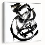 Framed abstract strokes canvas artwork in white, showcasing fluid brushwork and soft color transitions, ideal for modern home decor. Perfect for adding elegance to living spaces.