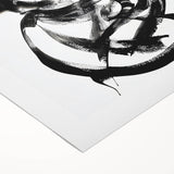 Abstract rolled canvas artwork featuring vibrant strokes in shades of blue, orange, and yellow, ideal for modern home decor. Packaged securely in a protective cardboard tube.